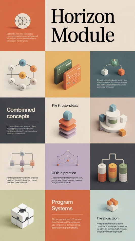 Horizon Module poster with various design elements and text on a grid layout.