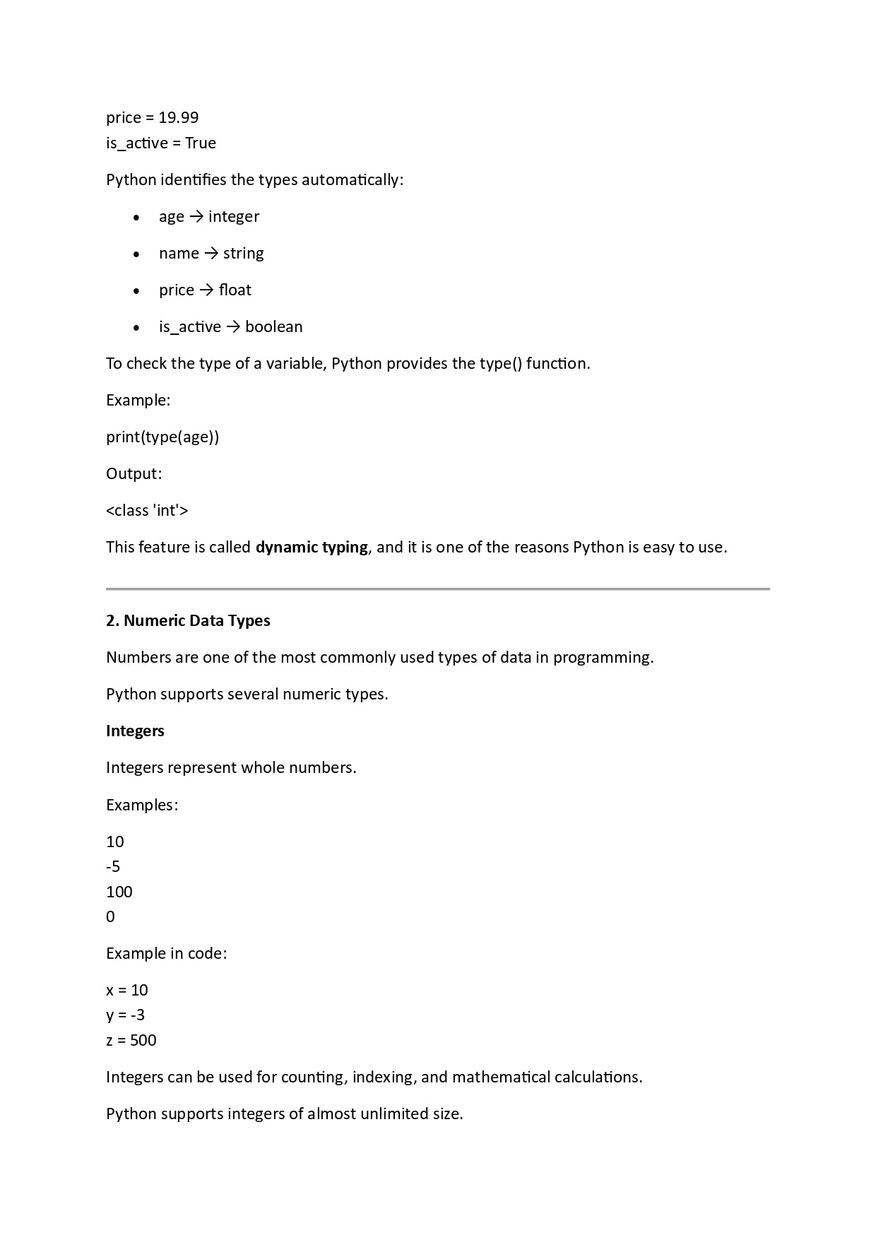 Text document with Python programming language information on a white background