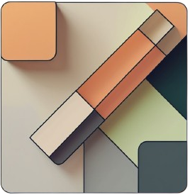 Geometric abstract design with colorful shapes on a white background