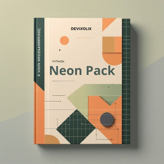 Book titled 'Neon Pack' by Devixolix on a gray surface with a light green background